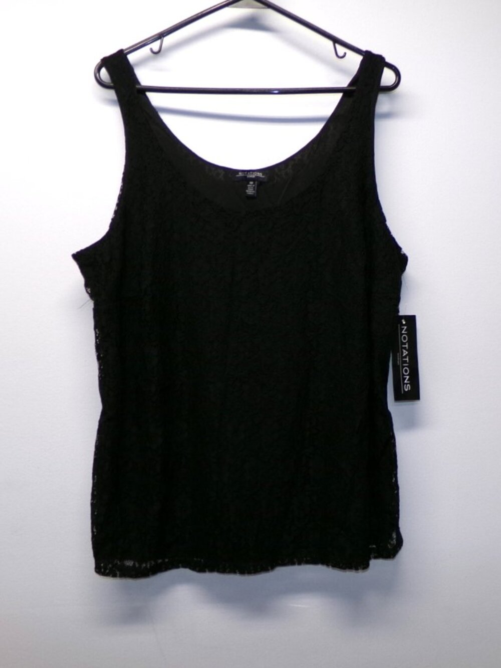 NWT Vintage Notations Tank Top Womens Plus sz 1X Black Lace Camisole Whimsigoth